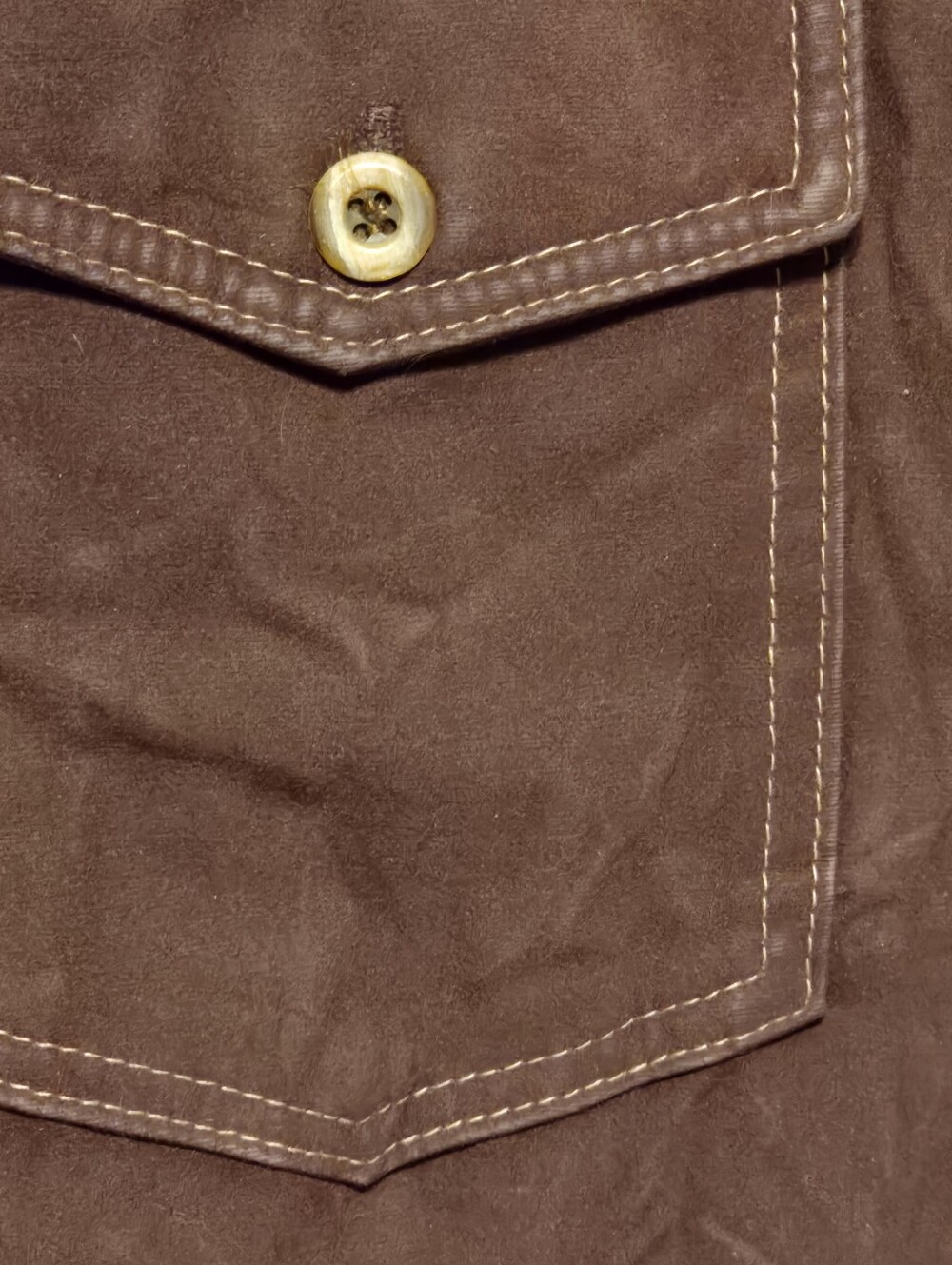 William Barry Solid Button-Up Shirt Mens M Long Sleeve Pockets Brown Vtg - Picture 4 of 8
